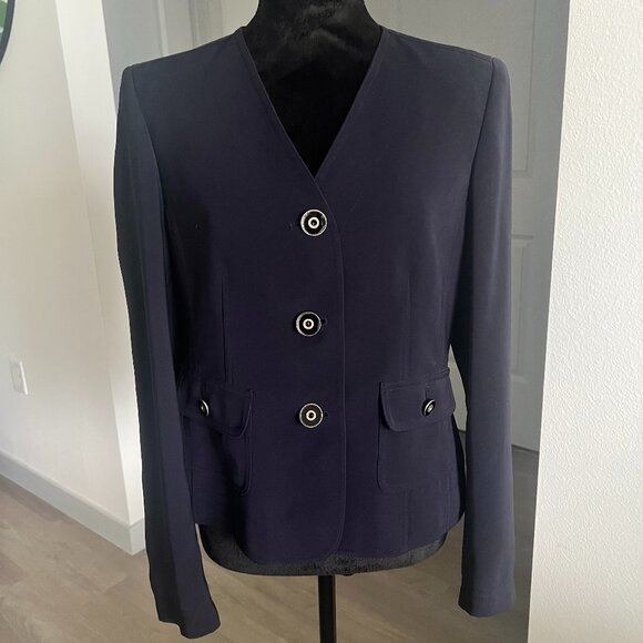 Kasper Separates Navy Blue Suit Jacket Sz 6 80s 90s Career Office Wear Preppy - Picture 1 of 5